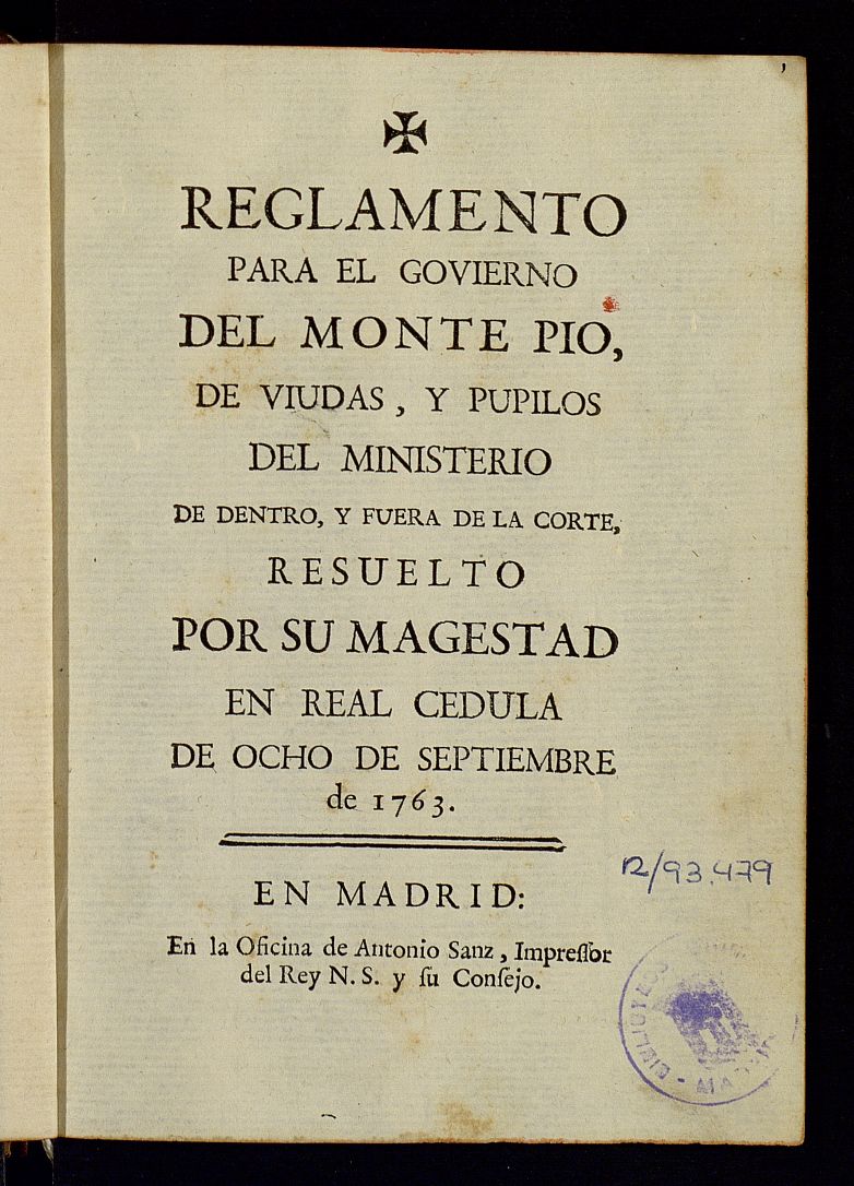 Reglamento para el gobierno del Montepío de Viudas...